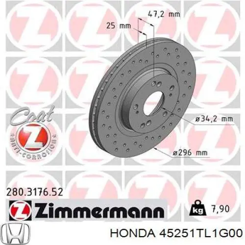 Compre 45251TL1G00 Honda Disco do freio dianteiro
