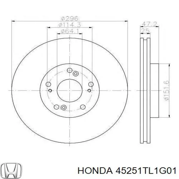 45251TL1G01 Honda Disco do freio dianteiro
