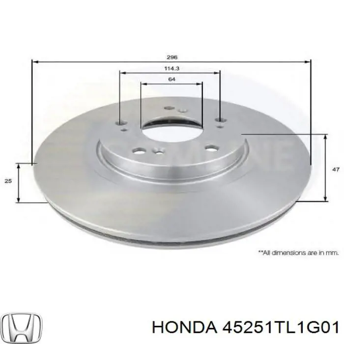 Disco do freio dianteiro Honda 45251TL1G01 preço, a partir de 50,75 USD