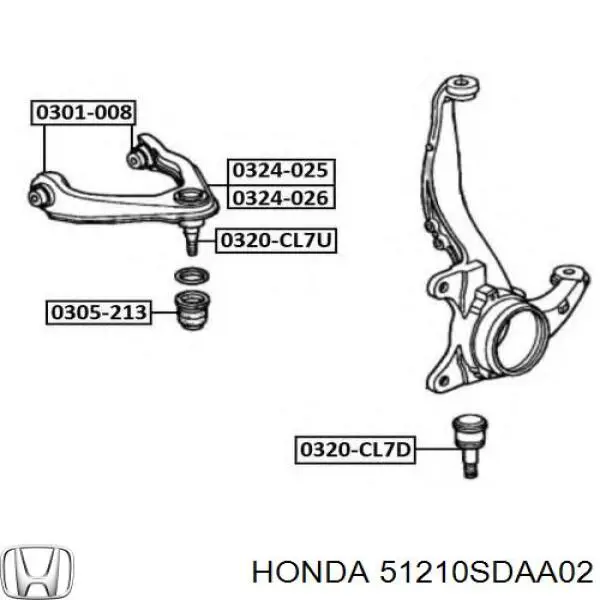 Pino moente (extremidade do eixo) dianteiro direito Honda 51210SDAA02 preço, a partir de 110,91 USD