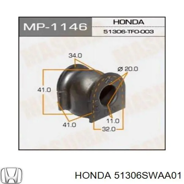 Bucha de estabilizador dianteiro Honda 51306SWAA01 preço, a partir de 3,84 USD