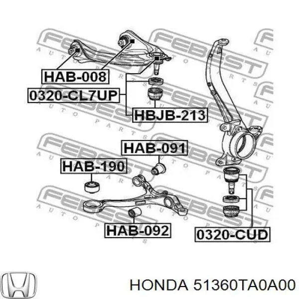 Braço oscilante inferior esquerdo de suspensão dianteira Honda 51360TA0A00 preço, a partir de 124,29 USD