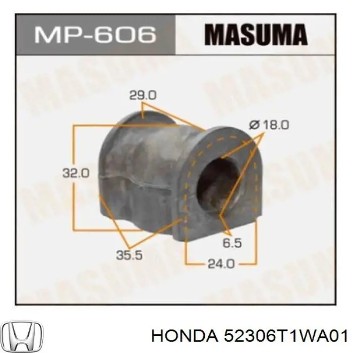 52306T1WA01 Honda Bucha de estabilizador traseiro