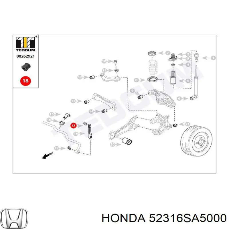 Compre 52316SA5000 Honda Bucha de suporte de estabilizador traseiro