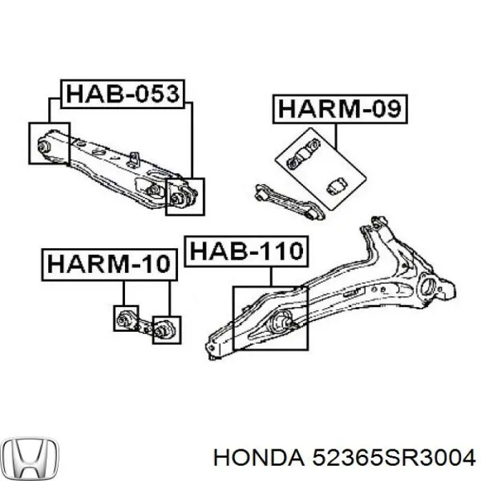 Bloco silencioso traseiro de braço oscilante transversal 52365SR3004 Honda