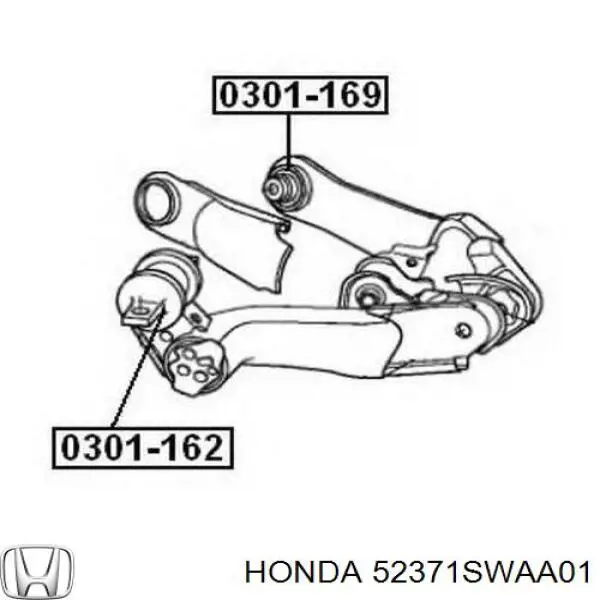 52371SWAA01 Honda Braço oscilante (tração) longitudinal inferior esquerdo de suspensão traseira