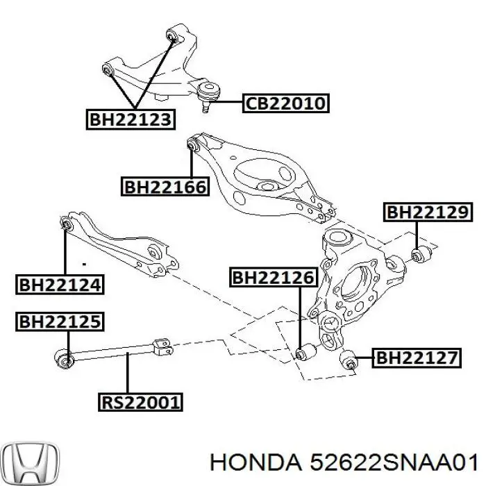 Compre 52622SNAA01 Honda Bloco silencioso de amortecedor traseiro