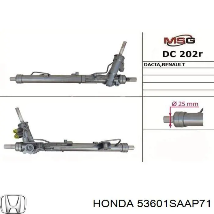 53601SAAG52 Honda Cremalheira da direção