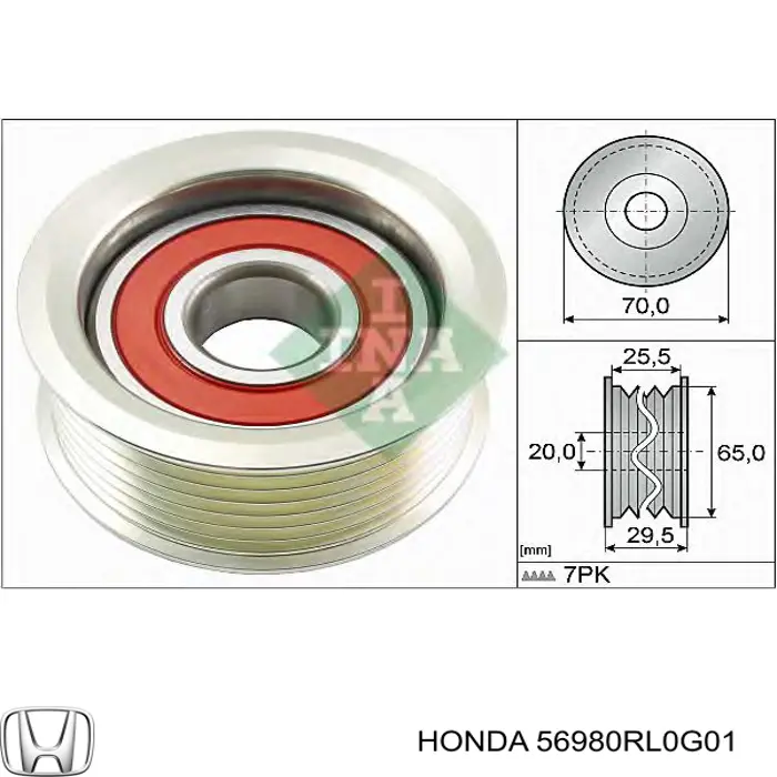 Rolo parasita da correia de transmissão Honda 56980RL0G01 preço, a partir de 38,66 USD