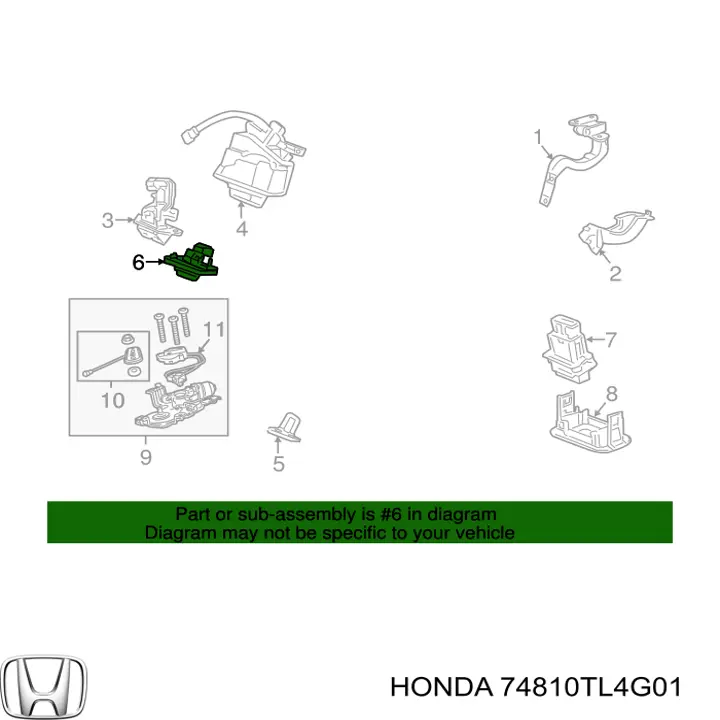 74810TL4G01 Honda Botão de acionamento do fecho de tampa de porta-malas (de 3ª/5ª porta (de tampa de alcapão)