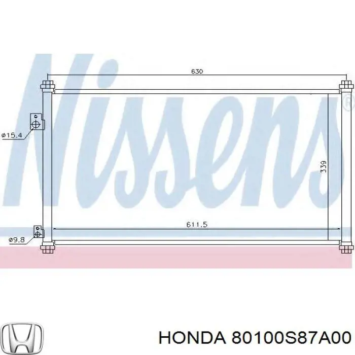 80100S87A00 Honda Radiador de aparelho de ar condicionado