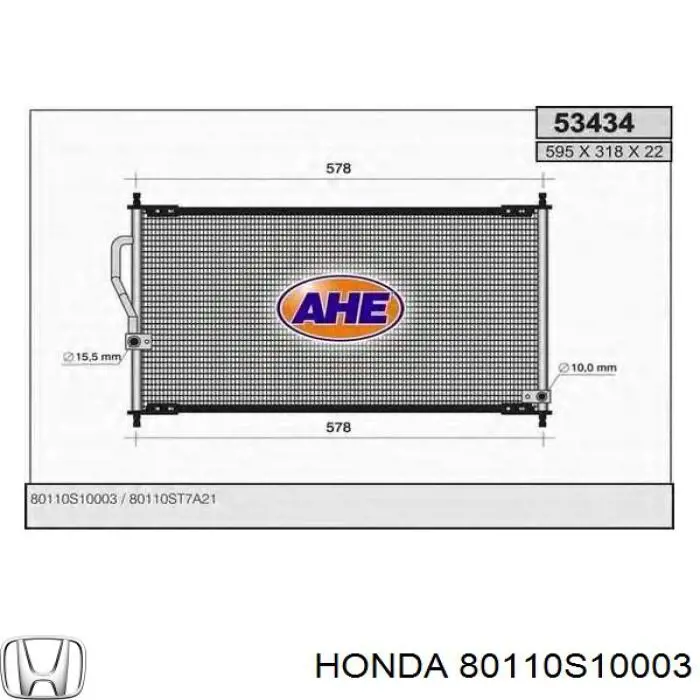 Radiador de aparelho de ar condicionado Honda 80110S10003 preço, a partir de 70,90 USD
