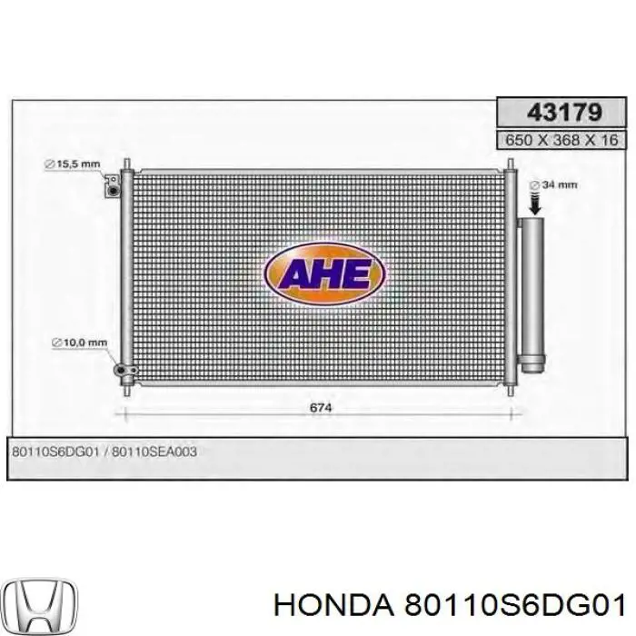 Compre 80110S6DG01 Honda Radiador de aparelho de ar condicionado