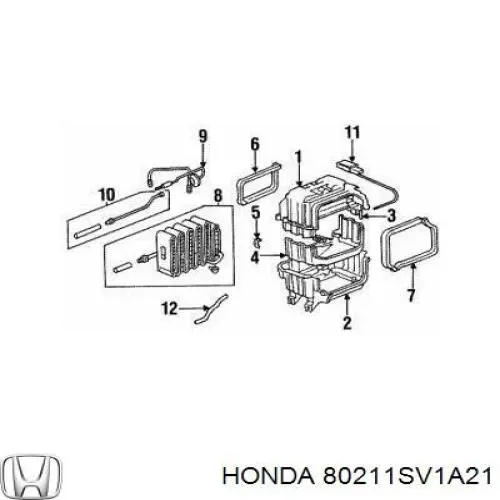 Vaporizador de aparelho de ar condicionado Honda Accord V CC7