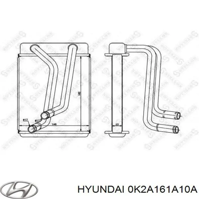 0K2A161A10A Hyundai/Kia Radiador de forno (de aquecedor)