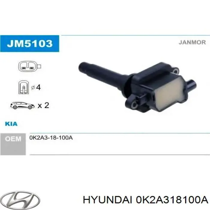 Bobina de ignição Hyundai/Kia 0K2A318100A preço, a partir de 44,27 USD