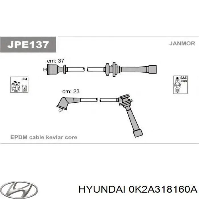 0K2A318160A Hyundai/Kia Fios de alta voltagem, kit