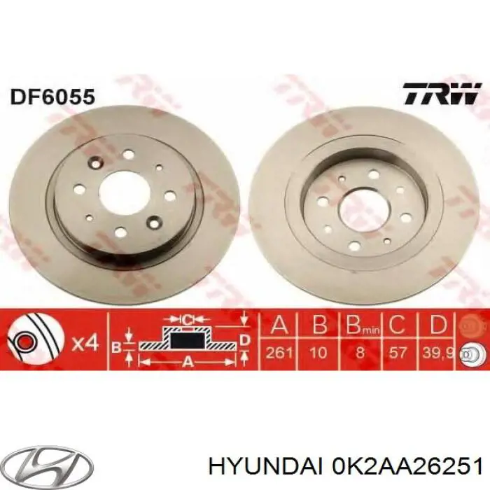 Compre 0K2AA26251 Hyundai/Kia Disco do freio traseiro