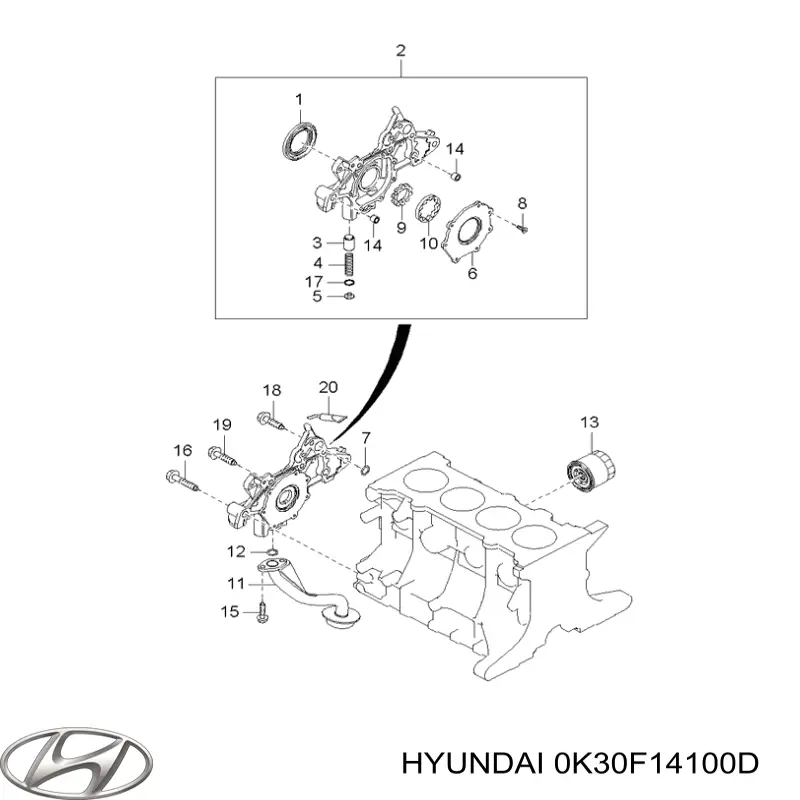 0K30F14100C Hyundai/Kia Bomba de óleo