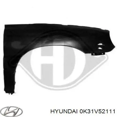 Pára-lama dianteiro direito 0K31V52111 Hyundai/Kia