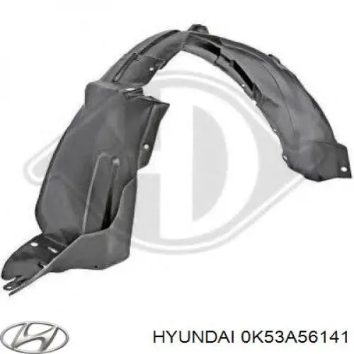 0K53A56141 Hyundai/Kia Guarda-barras esquerdo do pára-lama dianteiro