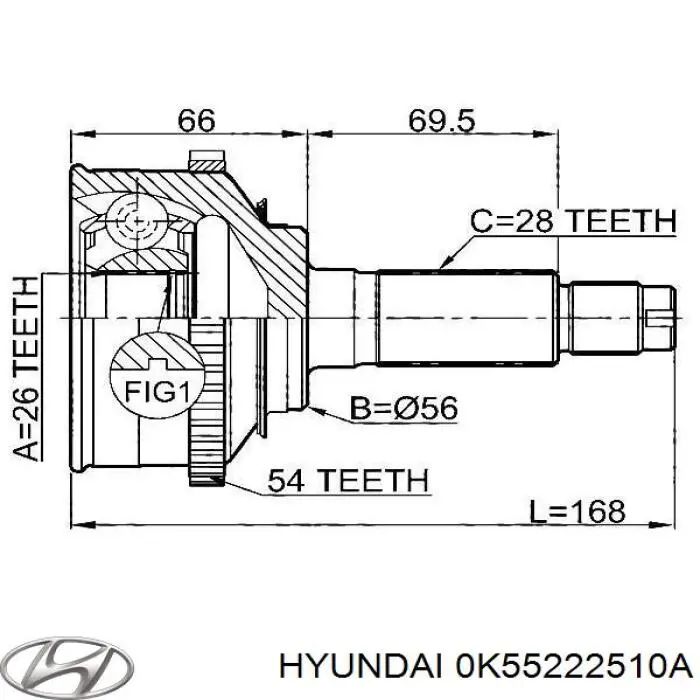 Compre 0K5522550XA Hyundai/Kia Semieixo (acionador) dianteiro direito