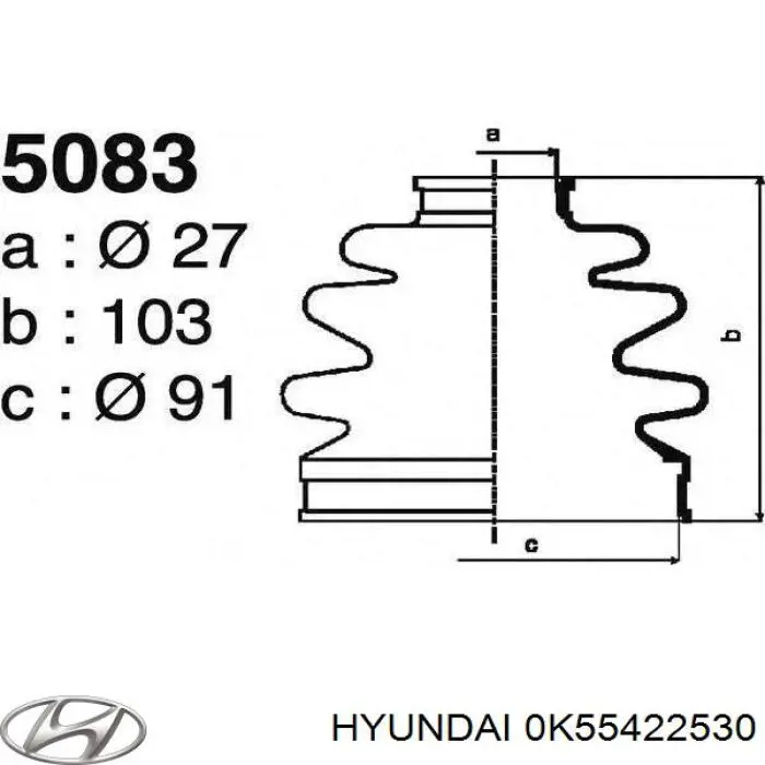 Compre 0K55422530 Hyundai/Kia Bota de proteção externa de junta homocinética do semieixo dianteiro