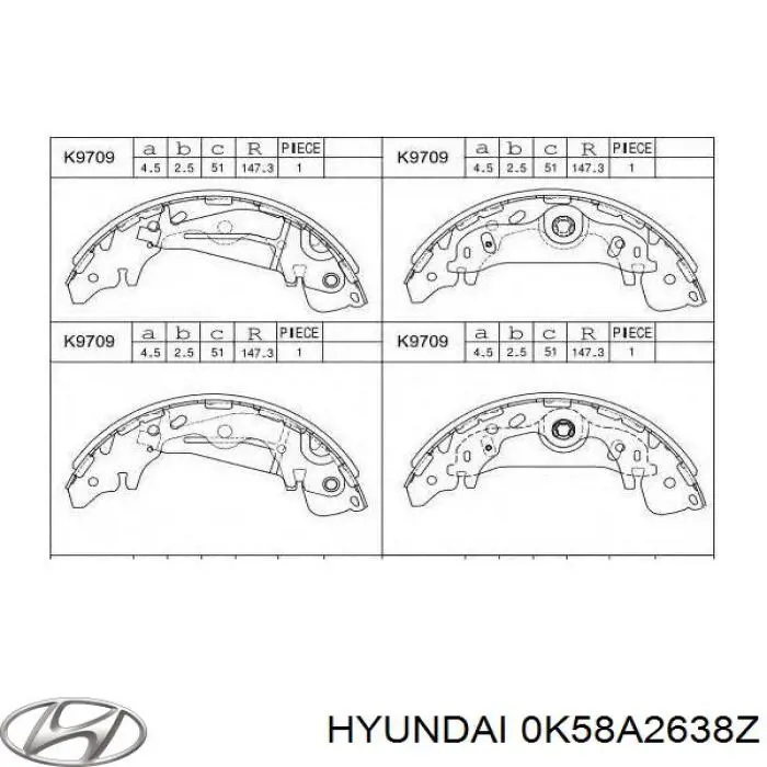 Compre 0K58A2638Z Hyundai/Kia Sapatas do freio traseiras de tambor