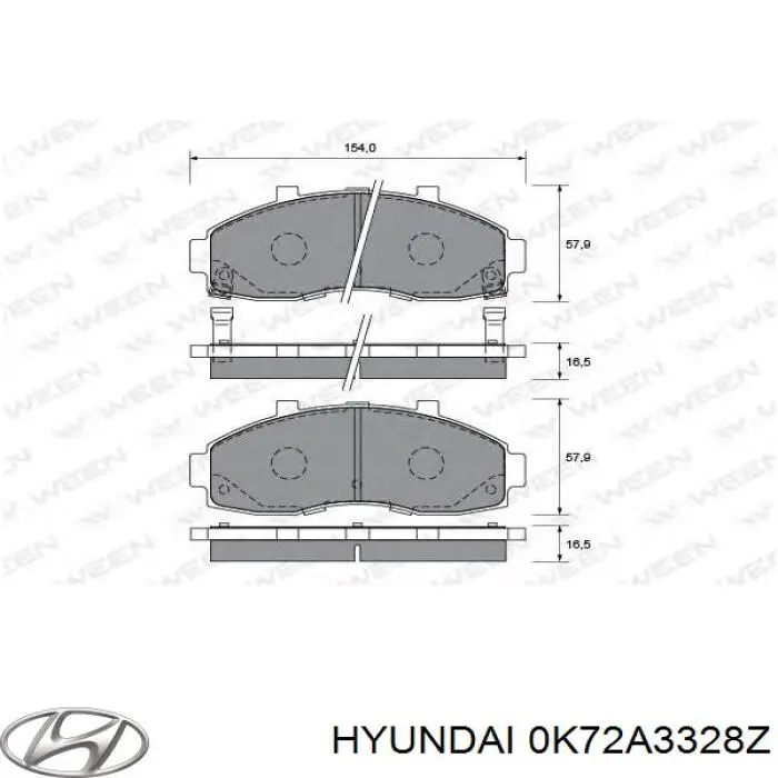 Sapatas do freio dianteiras de disco 0K72A3328Z Hyundai/Kia