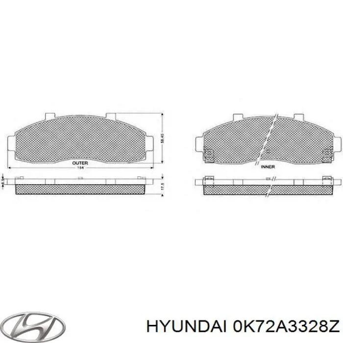 Sapatas do freio dianteiras de disco 0K72A3328Z Hyundai/Kia