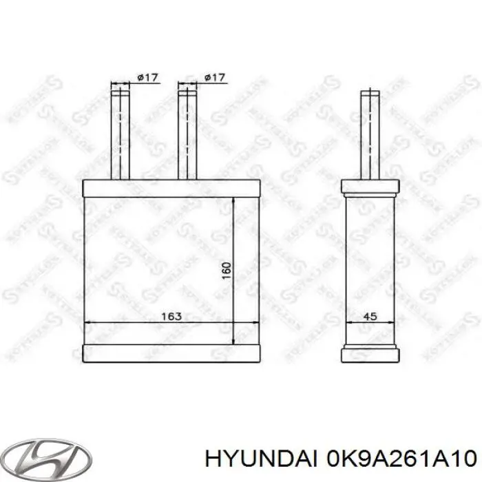 Compre 0K9A261A10 Hyundai/Kia Radiador de forno (de aquecedor)