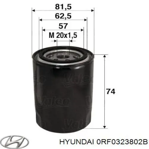 Compre 0RF0323802B Hyundai/Kia Filtro de óleo