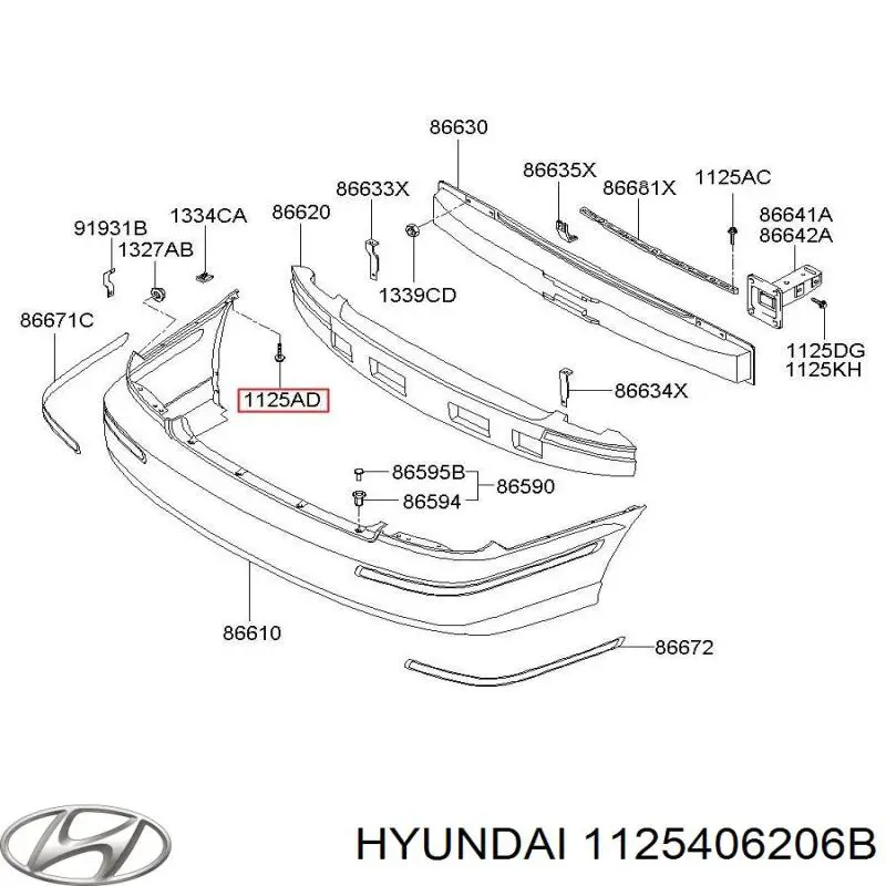 Compre 1125406206B Hyundai/Kia Parafuso (porca) de fixação