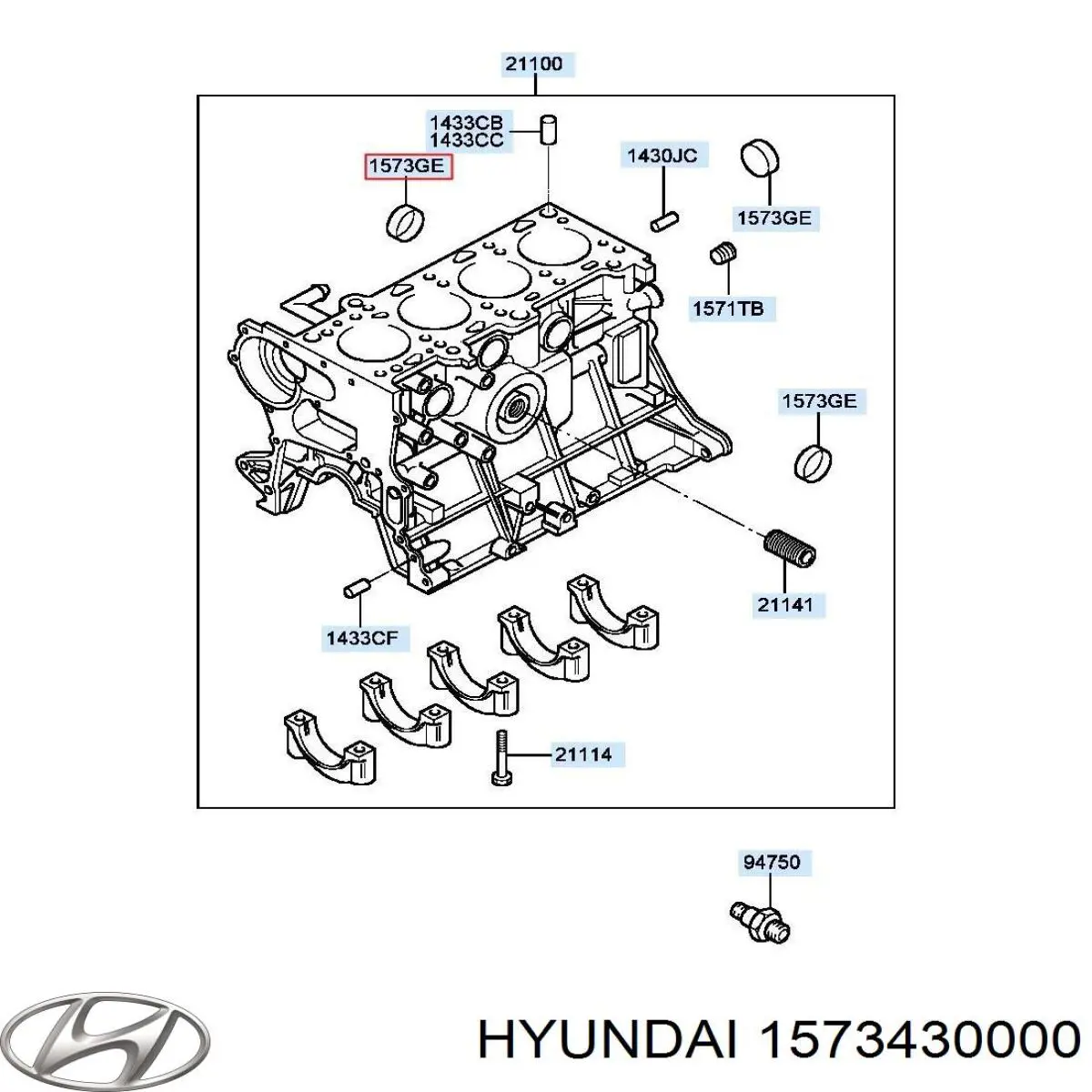 1573430000 Hyundai/Kia Tampão CBC/do bloco de cilindros