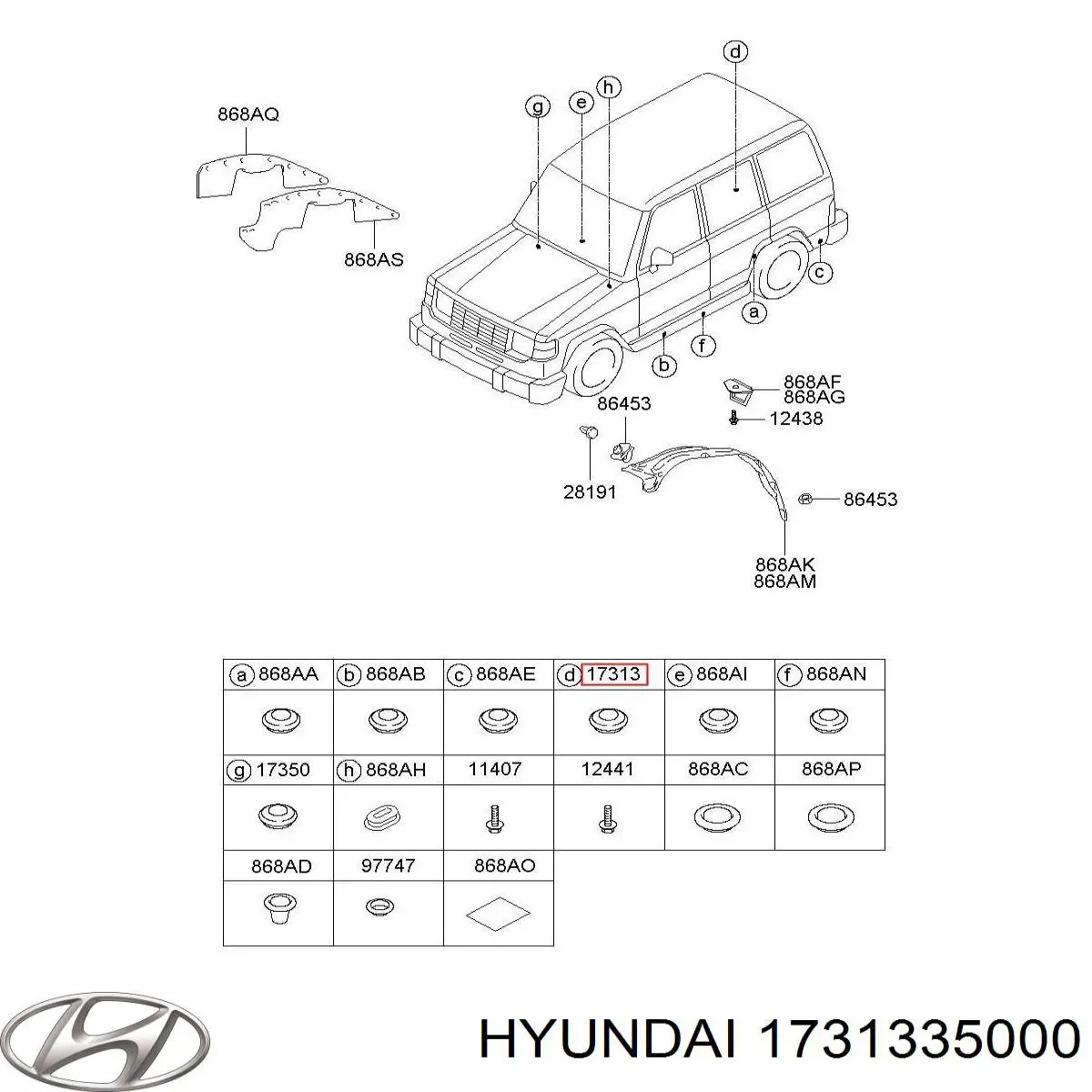 1731335000 Hyundai/Kia Tampão de fundo de carroçaria