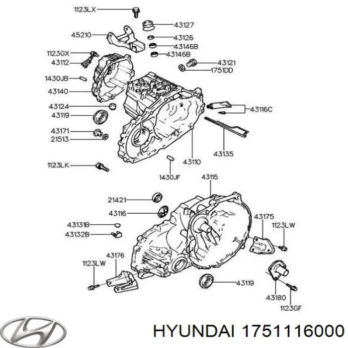 1751116000 Hyundai/Kia Vedante de rolha de panela da Caixa Automática de Mudança