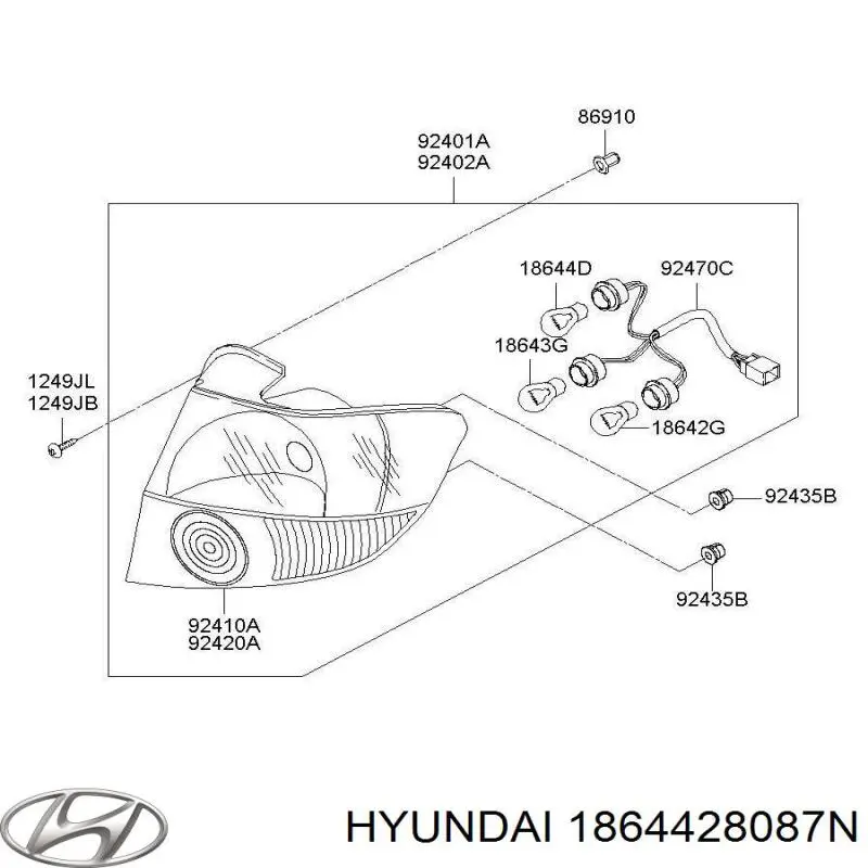 Lâmpada Hyundai/Kia 1864428087N preço, a partir de 5,34 USD