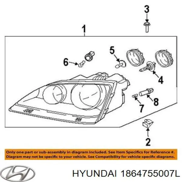 Compre 1864755007L Hyundai/Kia Lâmpada halógena