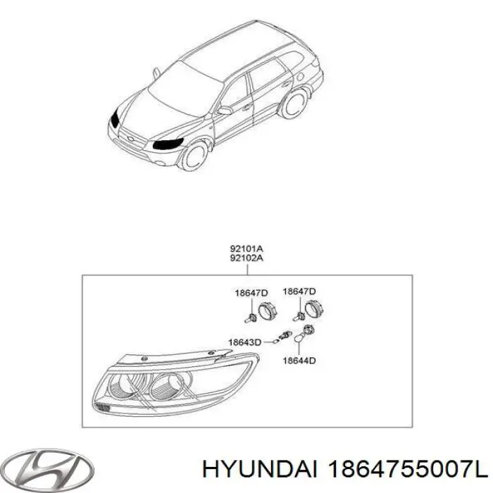 Compre 1864755007L Hyundai/Kia Lâmpada halógena
