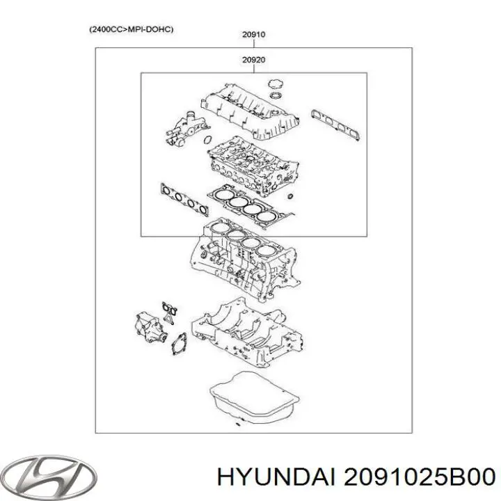 Kit de vedantes de motor completo Hyundai/Kia 2091025B00 preço, a partir de 130,41 USD