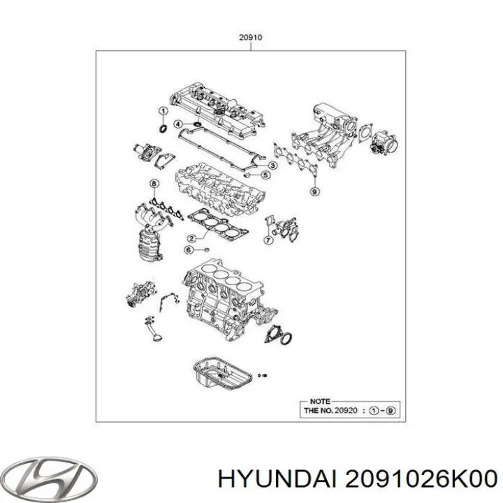 Kit de vedantes de motor completo Hyundai/Kia 2091026K00 preço, a partir de 76,73 USD