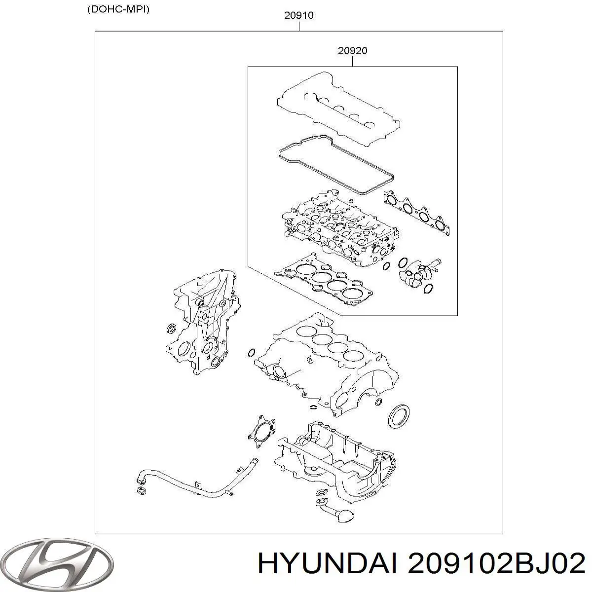209102BJ02 Hyundai/Kia Kit de vedantes de motor completo