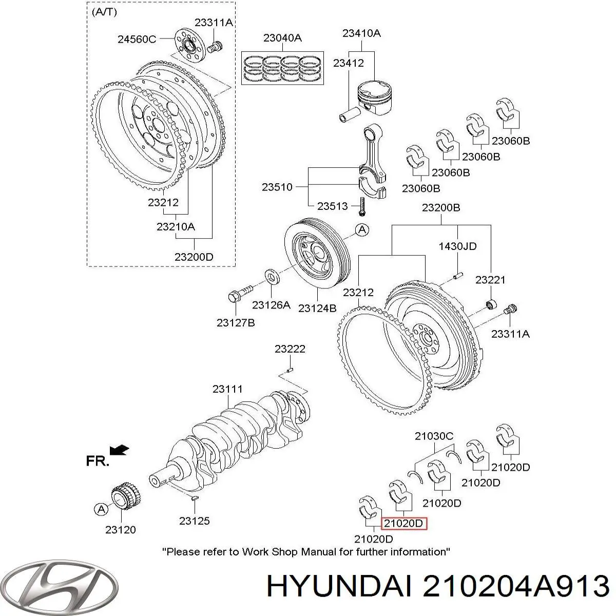 Folhas inseridas principais de cambota, kit, padrão (STD) Hyundai/Kia 210204A923 preço, a partir de 19,07 USD