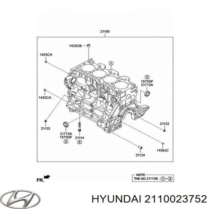 2110023752 Hyundai/Kia Bloco de cilindros de motor