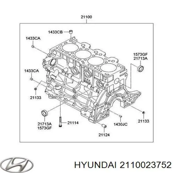 Bloco de cilindros de motor Hyundai/Kia 2110023752 preço, a partir de 426,14 USD