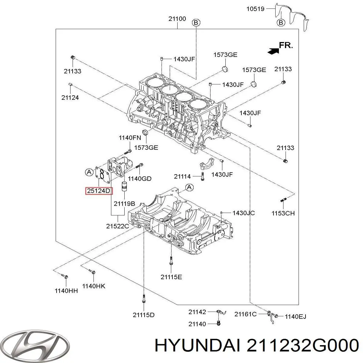 211232G000 Hyundai/Kia Vedante de adaptador do filtro de óleo