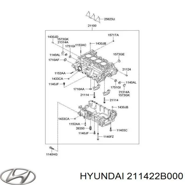 Vedante de cabeça de motor (CBC) Hyundai/Kia 211422B000 preço, a partir de 3,25 USD