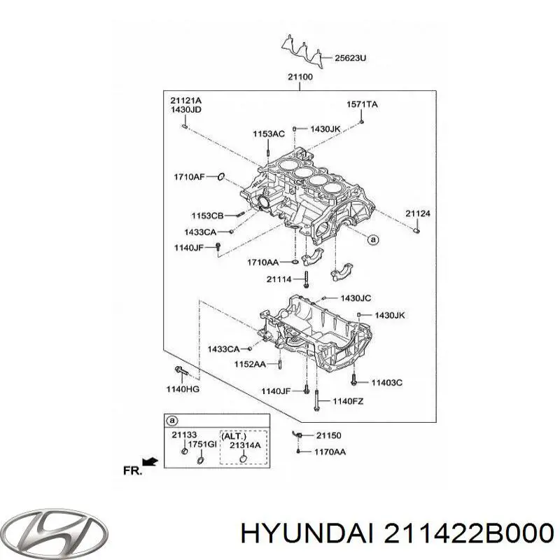 Compre 211422B000 Hyundai/Kia Vedante de cabeça de motor (CBC)