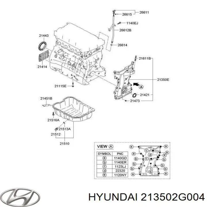 213502G004 Hyundai/Kia Tampa de motor dianteira