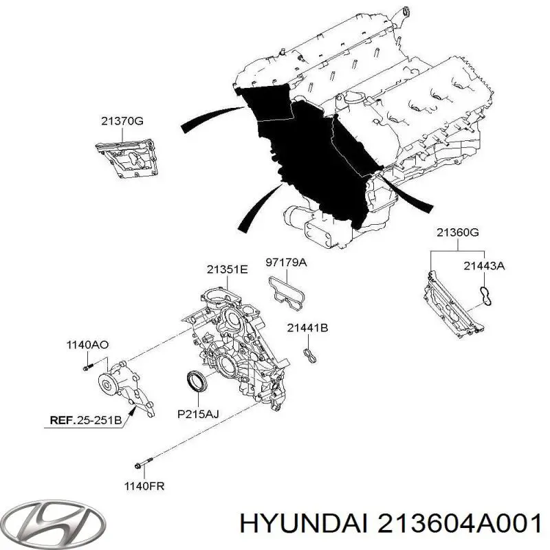 213604A001 Hyundai/Kia Proteção superior da correia do mecanismo de distribuição de gás